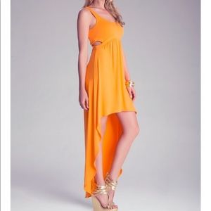 BEBE Orange Cut-Out Maxi Dress